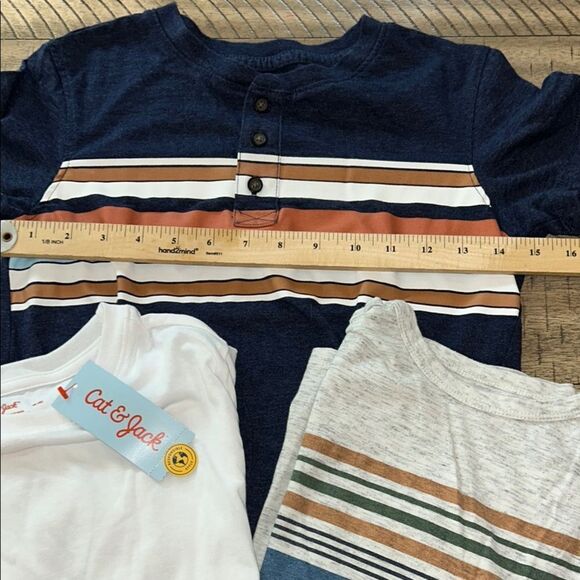 🏄🏼 Cat & Jack set of 3 Short Sleeve Tees 2 Stripe Ts & 1 White T is NWT 🏖️ - Picture 11 of 17